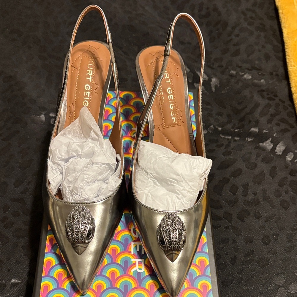 Kurk Geiger Sling Back in Gunmetal Sz7.5 US